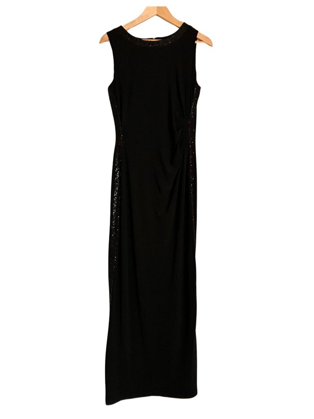 Chaps Flattering Evening Gown, Tasteful Sequin Details on Collar and Size SZ 1